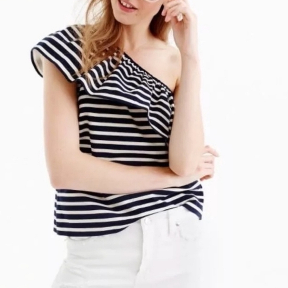 J Crew One Shoulder Ruffle Top Women’s Size XXS